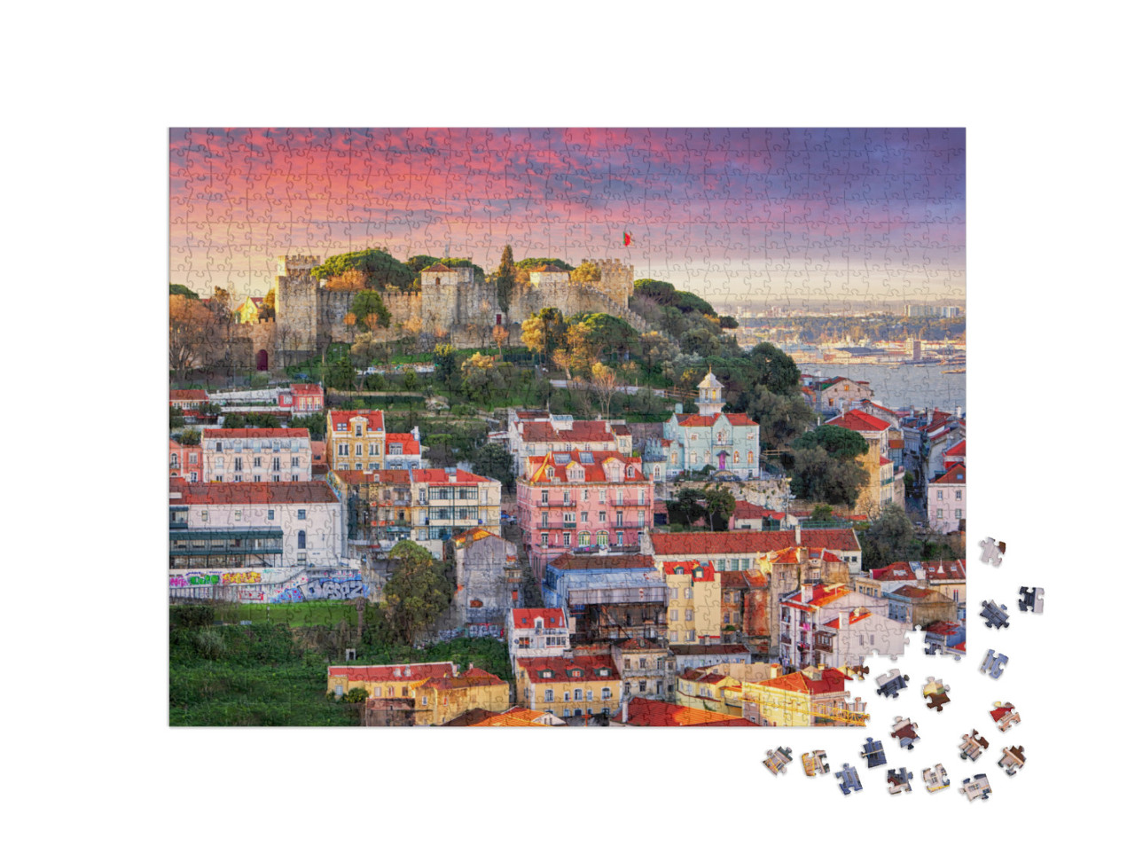 Lisbon, Portugal Skyline with Sao Jorge Castle... Jigsaw Puzzle with 1000 pieces