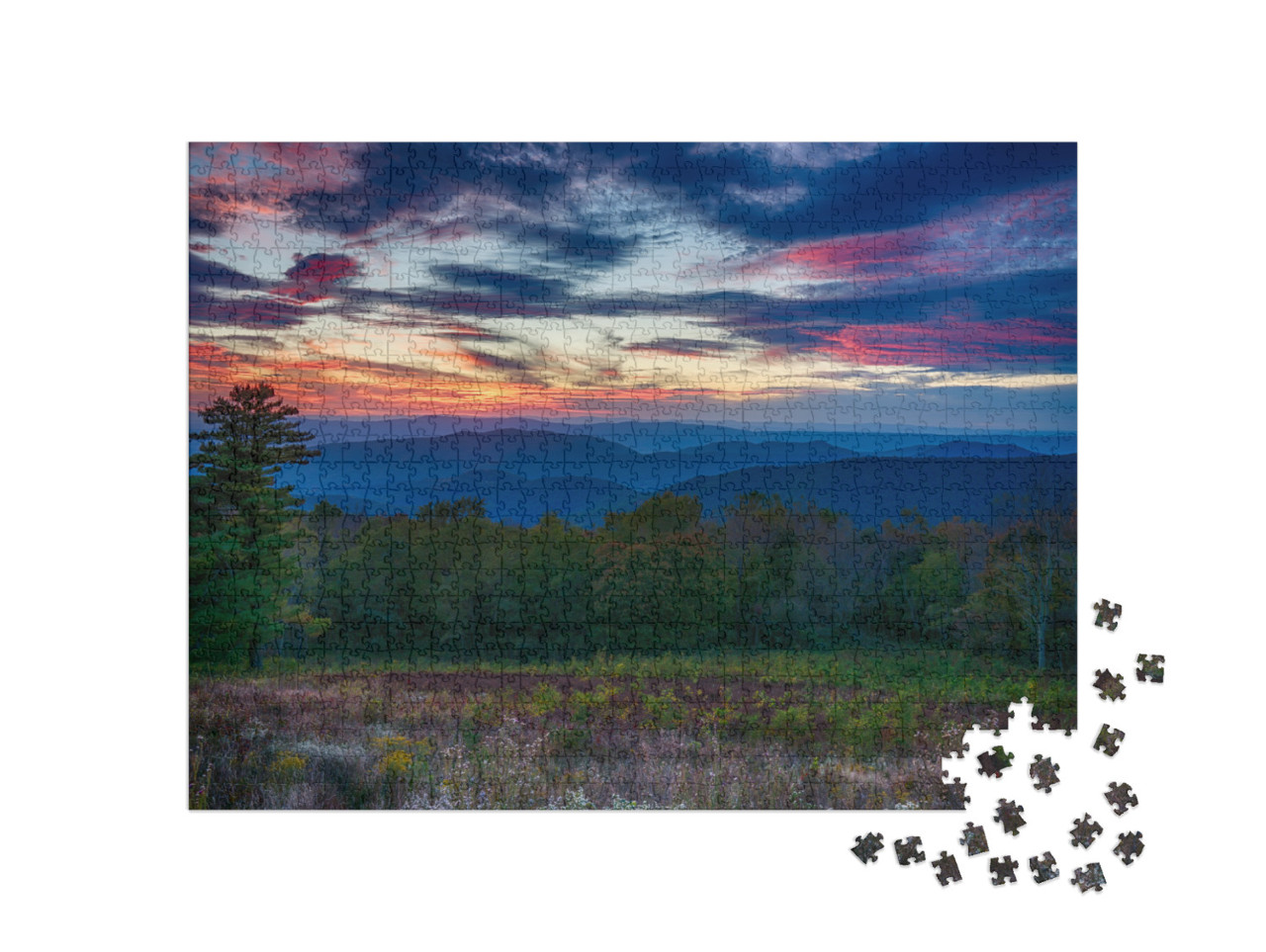 Sunset Over the Blue Ridge Mountains in Shenandoah Nation... Jigsaw Puzzle with 1000 pieces