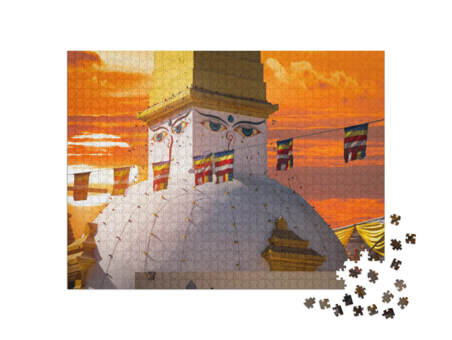 Evening View of Bodhnath Stupa. Kathmandu. Nepal... Jigsaw Puzzle with 1000 pieces