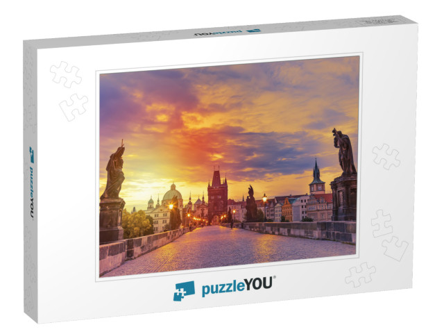 View of Charles Bridge in Prague During Sunset, Czech Rep... Jigsaw Puzzle