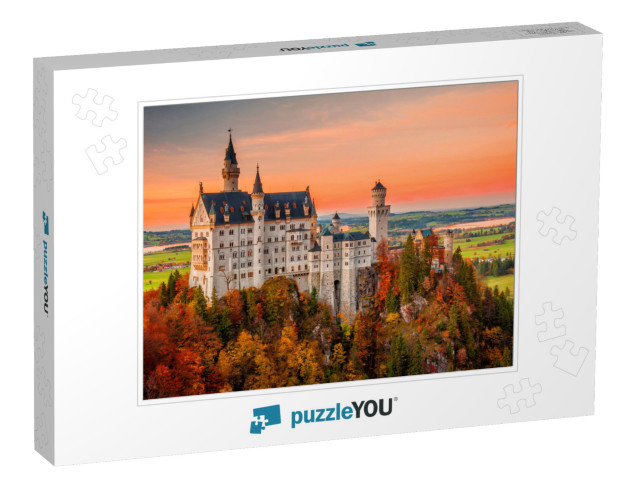 Amazing Sunset View on Neuschwanstein Castle with Colorfu... Jigsaw Puzzle