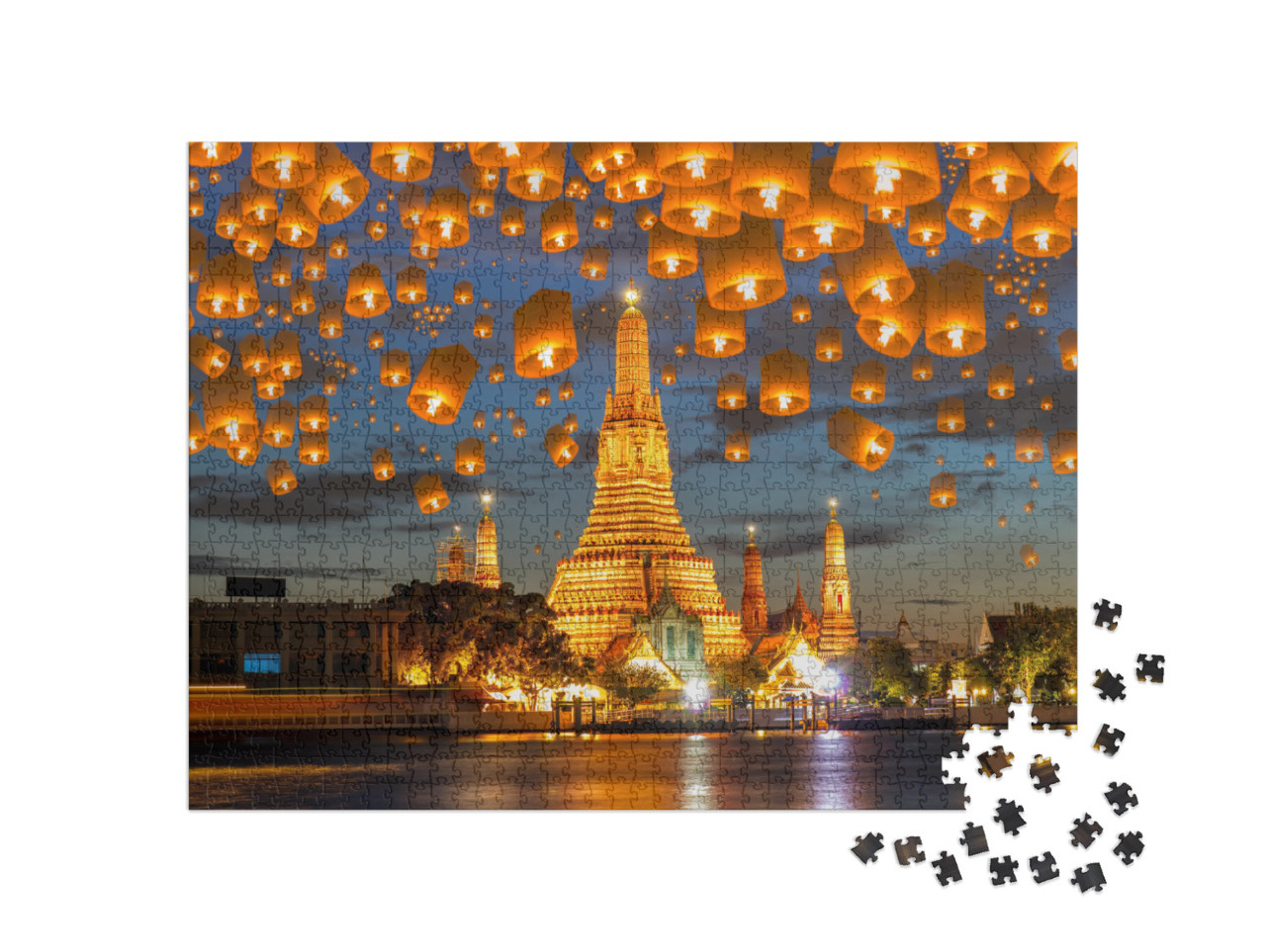 Floating Lamp in Yee Peng Festival Under Loy Krathong Day... Jigsaw Puzzle with 1000 pieces