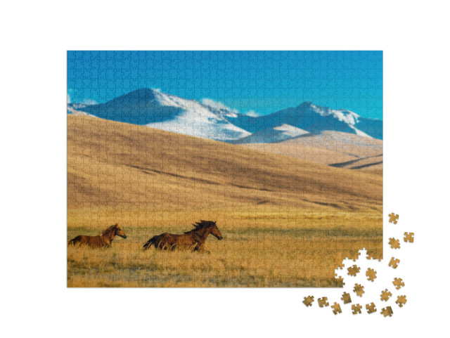 Horses in the Assy Plateau, Near Almaty, Kazakhstan... Jigsaw Puzzle with 1000 pieces