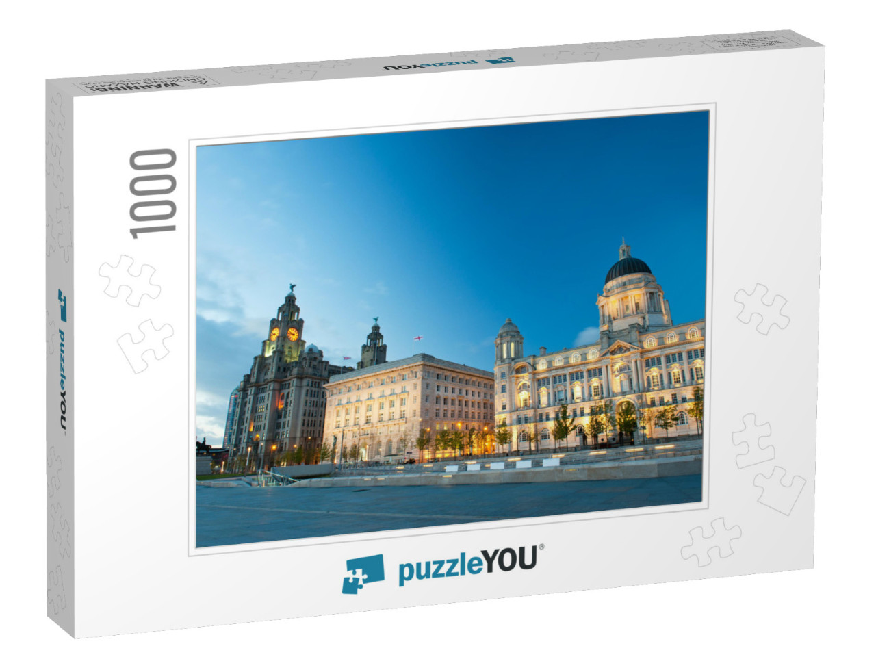 Liverpool City Center - Three Graces, Buildings on Liverp... Jigsaw Puzzle with 1000 pieces