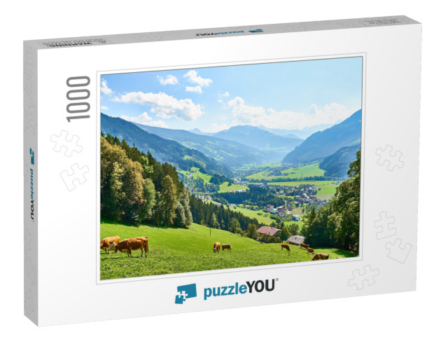 View Over Beautiful Valley Zillertal in Tirol in Austria... Jigsaw Puzzle with 1000 pieces