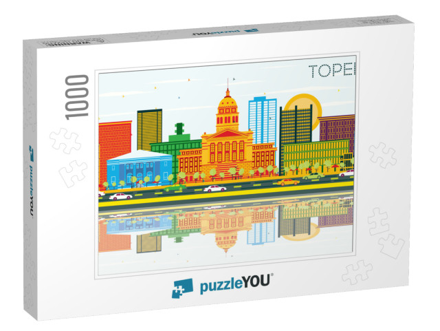 Topeka Kansas USA Skyline with Color Buildings, Blue Sky &... Jigsaw Puzzle with 1000 pieces