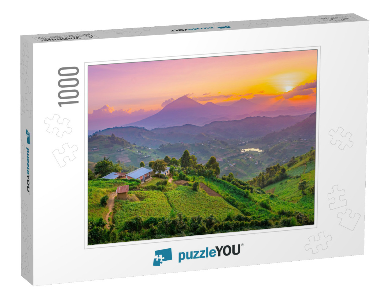 Kisoro Uganda Beautiful Sunset Over Mountains & Hills of... Jigsaw Puzzle with 1000 pieces