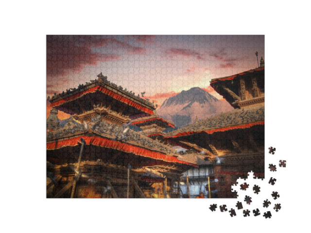 Temples of Durbar Square in Bhaktapur, Kathmandu Valley... Jigsaw Puzzle with 1000 pieces