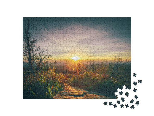 Beautiful Sunset on the Feldberg in Taunus, Germany. in t... Jigsaw Puzzle with 1000 pieces