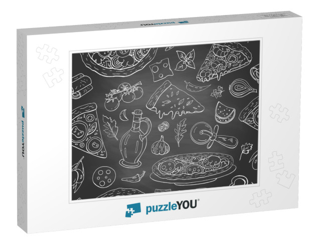 Seamless Pattern with Different Italian Food - Pizza, Oli... Jigsaw Puzzle