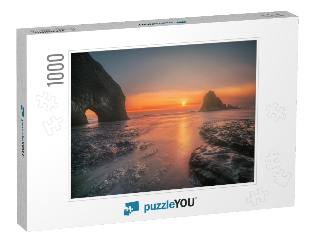 A Wide Angle Photograph of a Winter Sunset At Coastal Oly... Jigsaw Puzzle with 1000 pieces