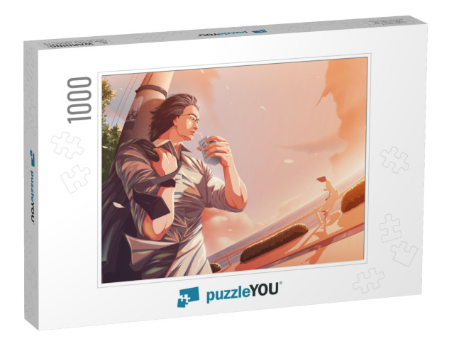 Vector Illustration in Anime Style of the Office Man Casu... Jigsaw Puzzle with 1000 pieces