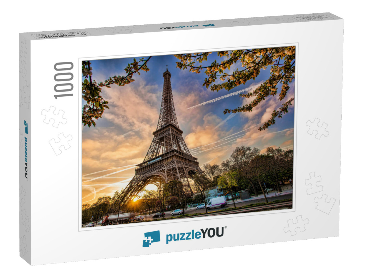 Eiffel Tower with Spring Tree in Paris, France... Jigsaw Puzzle with 1000 pieces