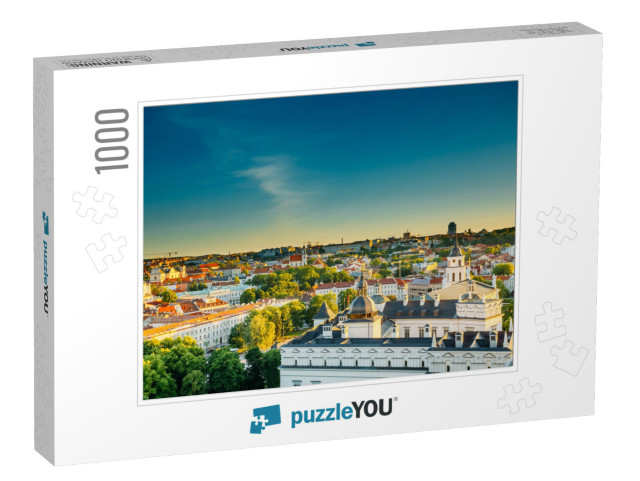 Sunset Sunrise Cityscape of Vilnius, Lithuania in Summer... Jigsaw Puzzle with 1000 pieces