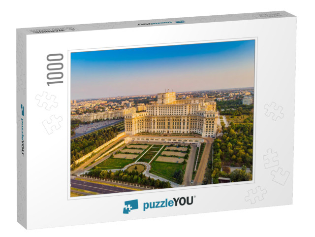 Parliament Building or Peoples House in Bucharest City. A... Jigsaw Puzzle with 1000 pieces