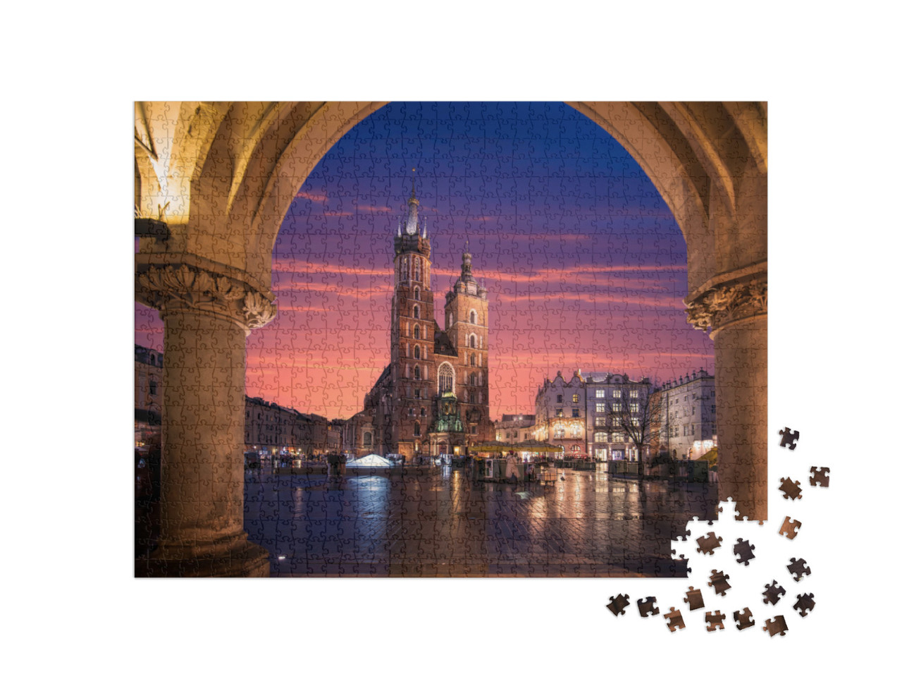 St Mary's Basilica Mariacki Church in the Old Town of Kra... Jigsaw Puzzle with 1000 pieces