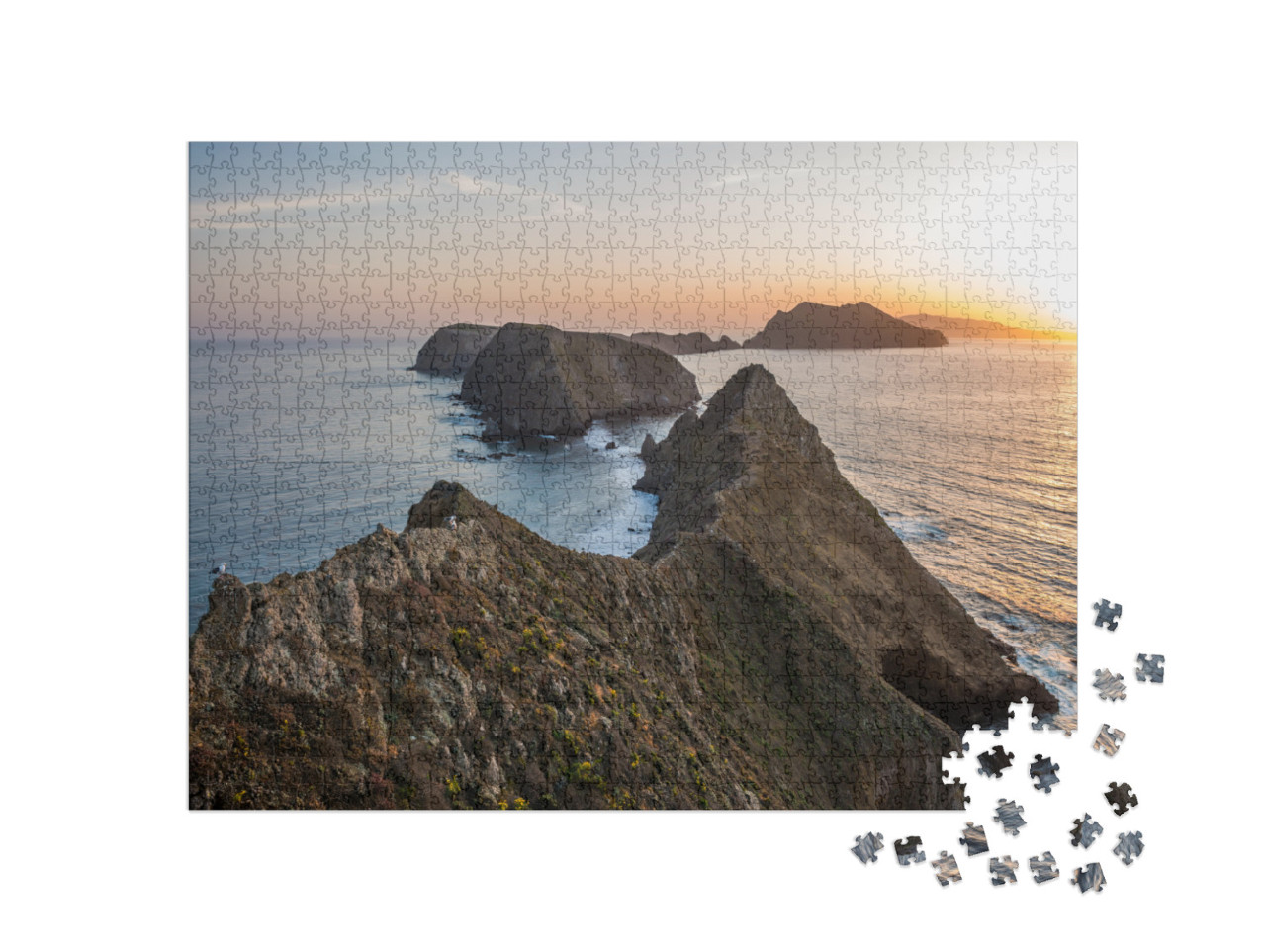 Gorgeous Island Coastline, Cliffs & Sunset... Jigsaw Puzzle with 1000 pieces