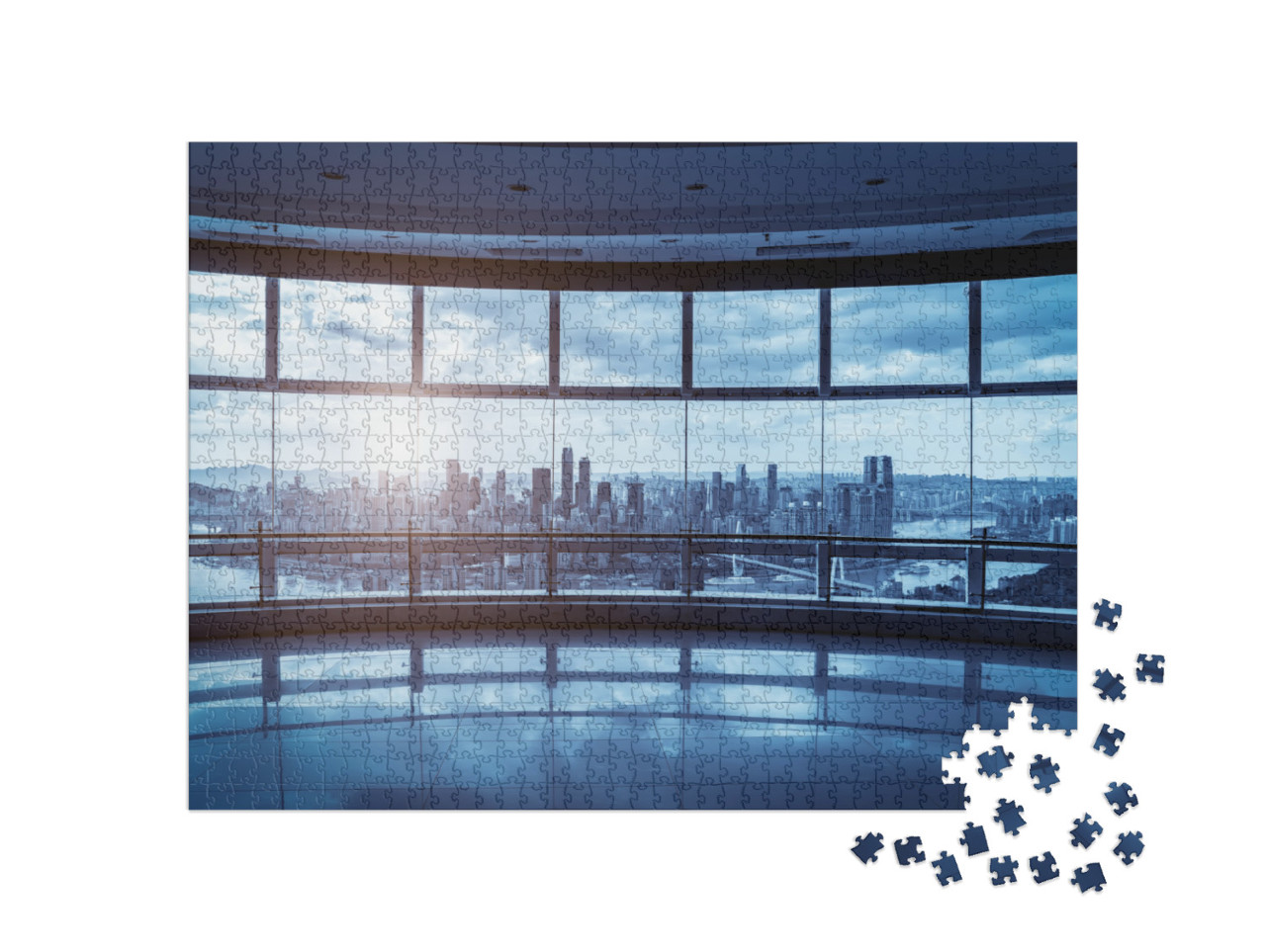 Office Building Glass & City Skyline... Jigsaw Puzzle with 1000 pieces