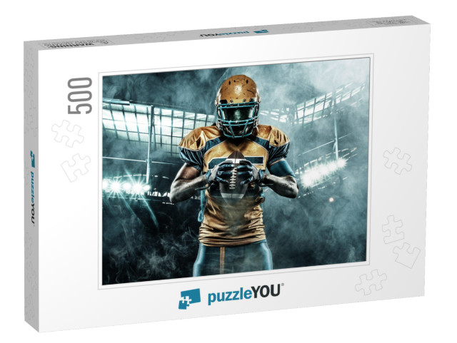 American Football Sportsman Player on Stadium with Lights... Jigsaw Puzzle with 500 pieces