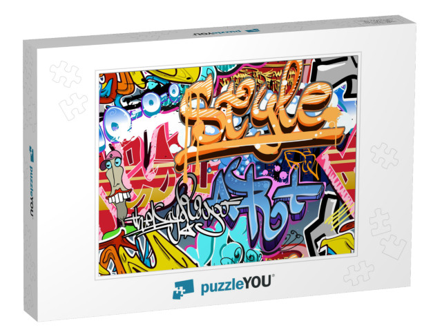 Graffiti Wall. Street Art Graffiti Vector Urban Texture B... Jigsaw Puzzle