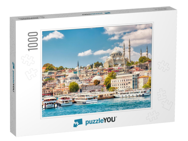 Touristic Sightseeing Ships in Golden Horn Bay of Istanbu... Jigsaw Puzzle with 1000 pieces