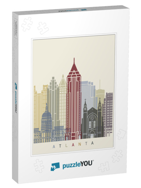 Atlanta Skyline Poster in Editable Vector File... Jigsaw Puzzle