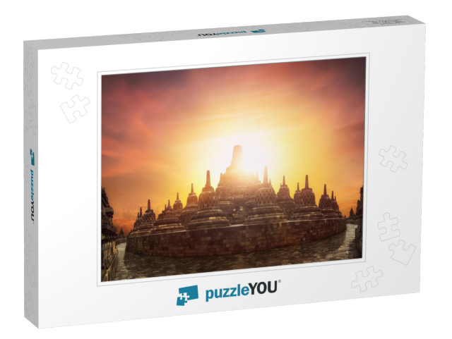 Amazing Sunset At Borobudur Temple. World Buddhist Herita... Jigsaw Puzzle