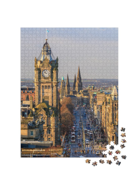 Old Town Edinburgh & Edinburgh Castle in Scotland Uk... Jigsaw Puzzle with 1000 pieces