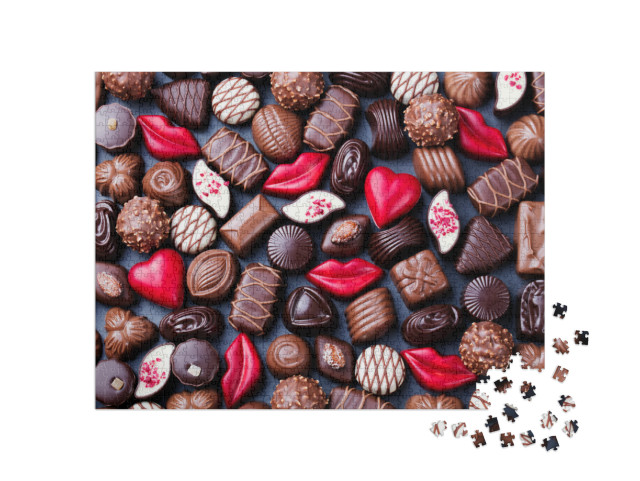 Assortment of Fine Chocolate Candies, White, Dark & Milk... Jigsaw Puzzle with 1000 pieces