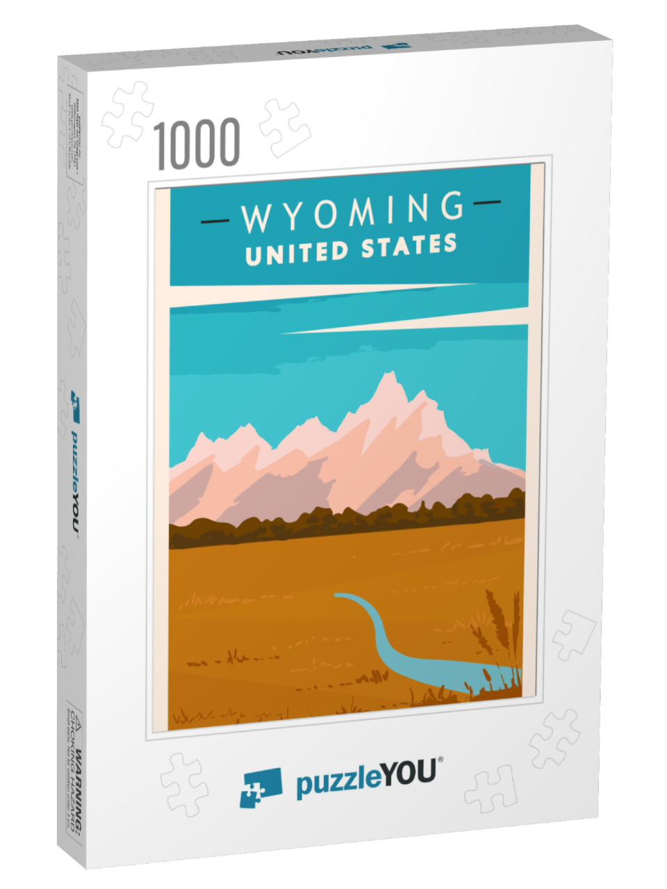 Wyoming Retro Poster. USA Travel Illustration. United Stat... Jigsaw Puzzle with 1000 pieces