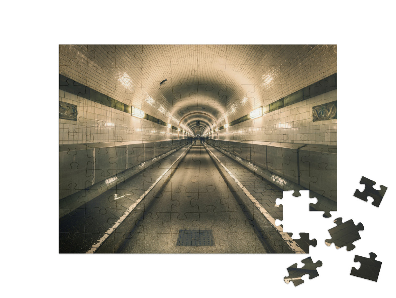 Historic Elbtunnel in Hamburg... Jigsaw Puzzle with 100 pieces