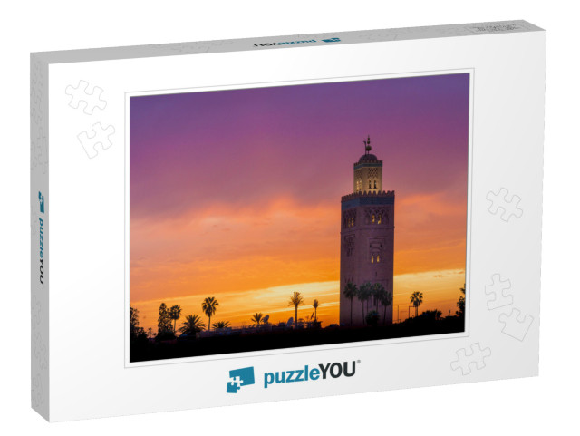 Koutoubia Mosque in Marrakech Morocco with a Beautiful Pu... Jigsaw Puzzle