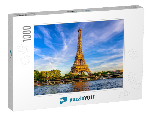 Paris Eiffel Tower & River Seine At Sunset in Paris, Fran... Jigsaw Puzzle with 1000 pieces