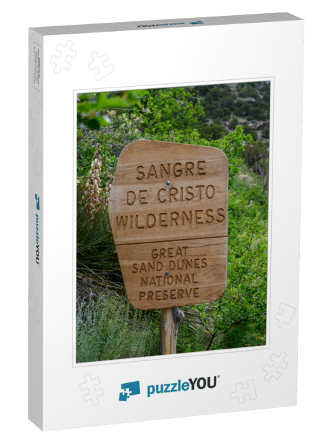 Wooden Sangre De Cristo Wilderness Sign At Entrance to Gr... Jigsaw Puzzle