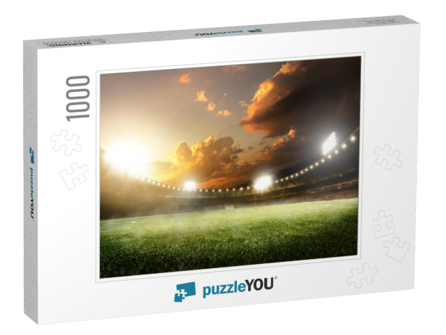 Empty Sunset Grand Soccer Arena in the Lights... Jigsaw Puzzle with 1000 pieces