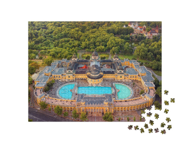 Europe, Hungary, Budapest. Aerial Photo from a Thermal Ba... Jigsaw Puzzle with 1000 pieces