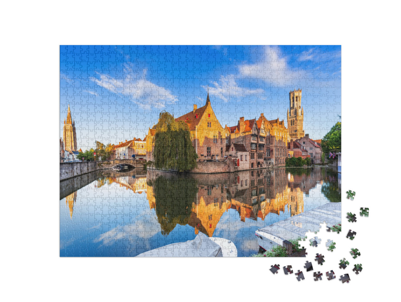 Bruges, Belgium. the Rozenhoedkaai Canal in Bruges with t... Jigsaw Puzzle with 1000 pieces