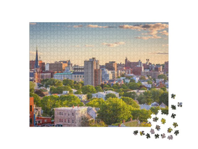 Portland, Maine, USA Downtown City Skyline At Dusk... Jigsaw Puzzle with 1000 pieces