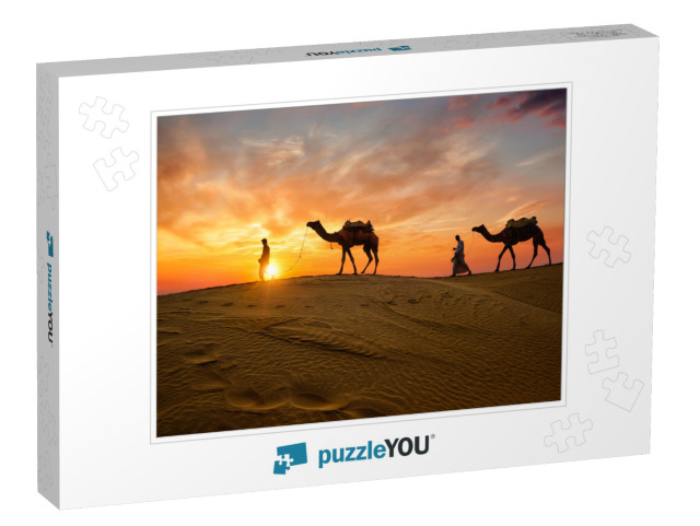 Indian Cameleers Camel Driver Bedouin with Camel Silhouet... Jigsaw Puzzle