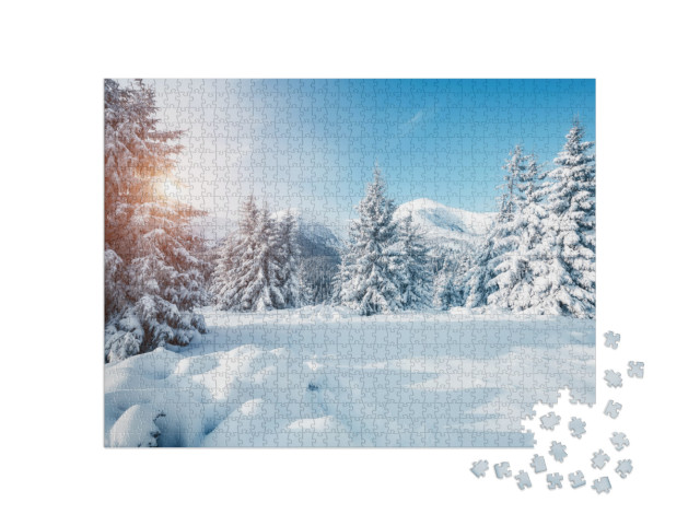 Beautiful Winter Nature Landscape, Amazing Mountain View... Jigsaw Puzzle with 1000 pieces