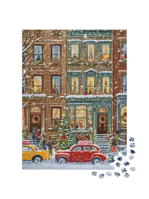 New York Townhouse Decorated for Christmas Jigsaw Puzzle with 1000 pieces