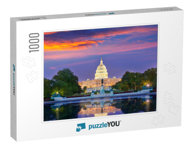 Capitol Building Sunset Congress of USA Washington Dc Us... Jigsaw Puzzle with 1000 pieces