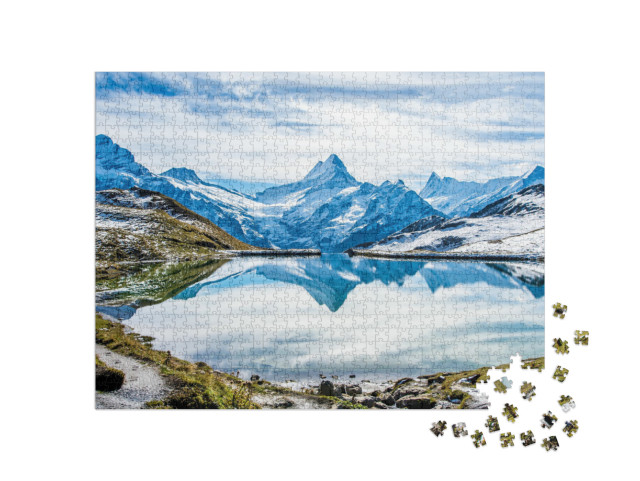 Swiss Alps Water Reflection in Bachalpsee - Mountain Lake... Jigsaw Puzzle with 1000 pieces