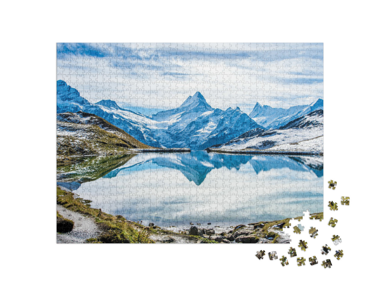 Swiss Alps Water Reflection in Bachalpsee - Mountain Lake... Jigsaw Puzzle with 1000 pieces