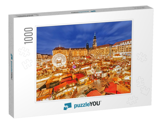 Christmas Market in Dresden, Germany, Europe. Illuminated... Jigsaw Puzzle with 1000 pieces