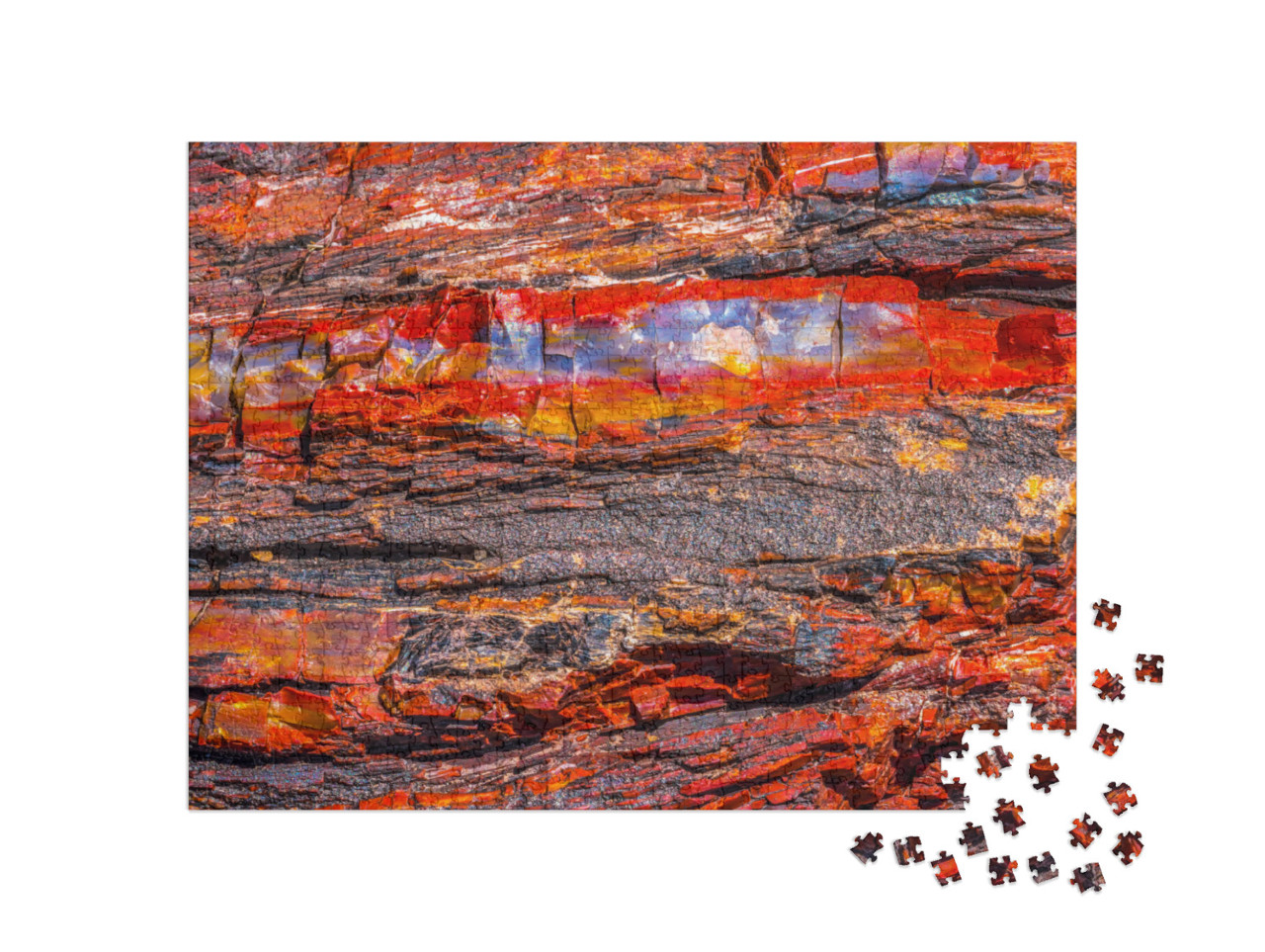 Red Orange Yellow Petrified Wood Log Abstract Crystal For... Jigsaw Puzzle with 1000 pieces