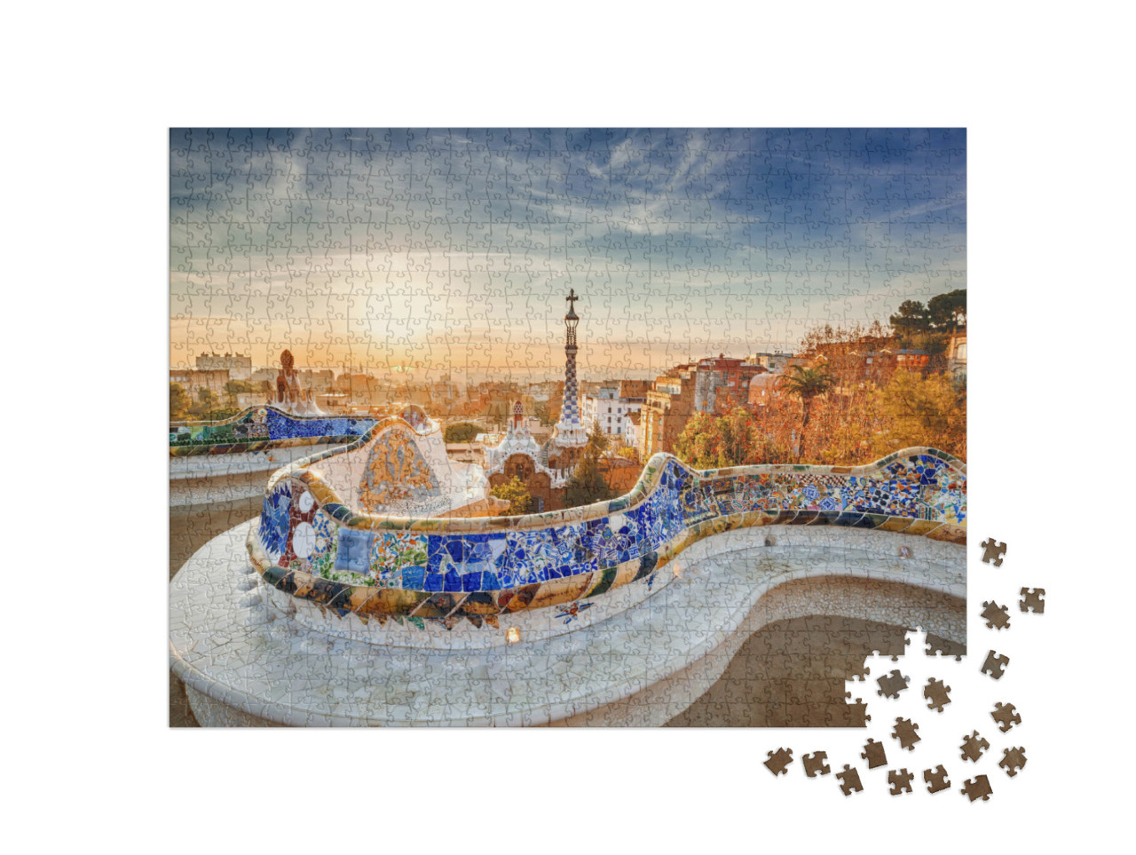 View of Barcelona from the Park At Sunrise... Jigsaw Puzzle with 1000 pieces