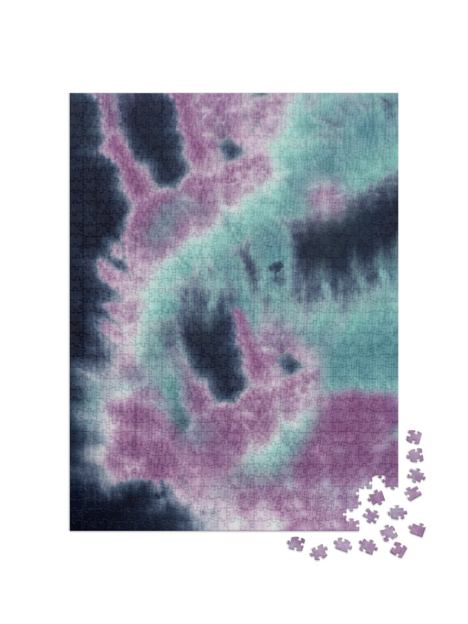 Tie Dye Navy Teal 2 Color Cloud... Jigsaw Puzzle with 1000 pieces