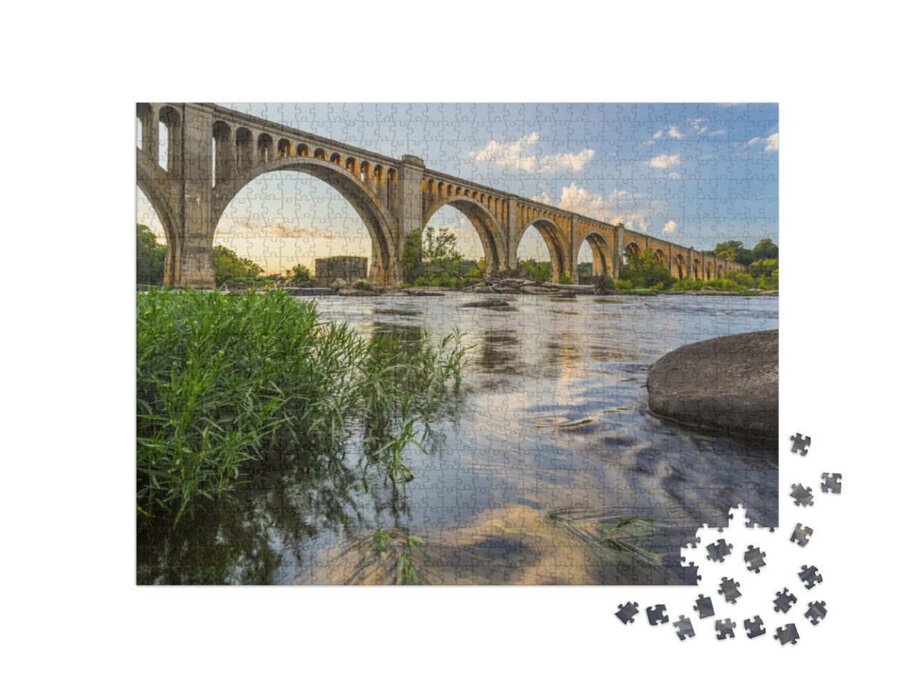 This Concrete Arch Railroad Bridge Spanning the James Riv... Jigsaw Puzzle with 1000 pieces