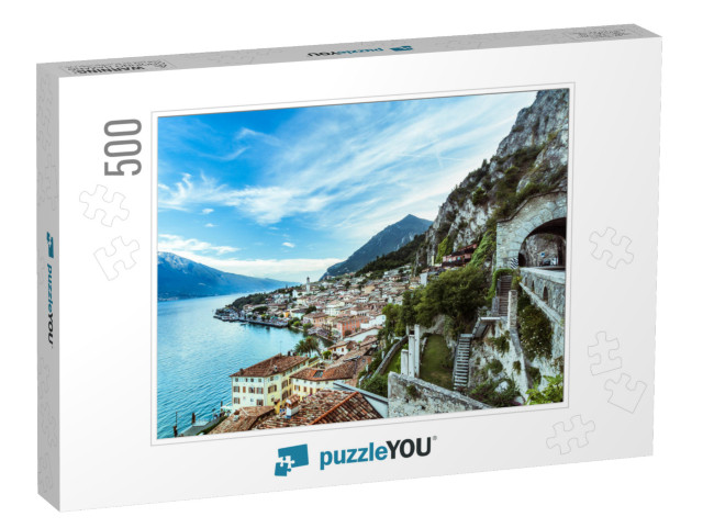 Wonderful Panorama of Limone Sul Garda. Lake Garda Italy... Jigsaw Puzzle with 500 pieces